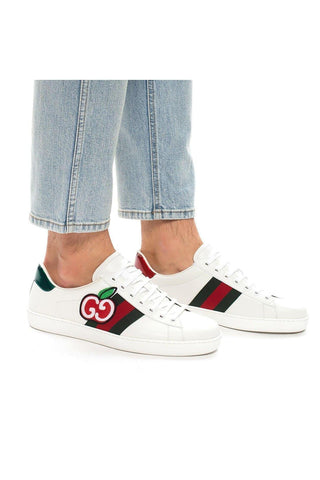 Gucci 611376 Ace White GG Apple Calf-Skin Leather Sneakers (GGM1717)-AmbrogioShoes