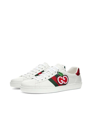 Gucci 611376 Ace White GG Apple Calf-Skin Leather Sneakers (GGM1717)-AmbrogioShoes