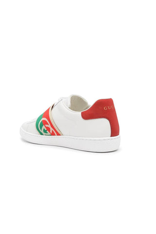 Gucci 643488 Ace White, Red & Green Calf-Skin Leather Web Casual Sneakers (GGM1725)-AmbrogioShoes