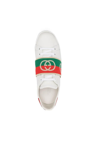 Gucci 643488 Ace White, Red & Green Calf-Skin Leather Web Casual Sneakers (GGM1725)-AmbrogioShoes