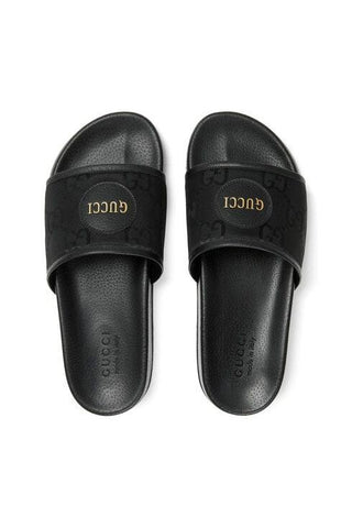 Gucci 644754 H9H90 1000 Black GG Econyl Fabric "Off The Grid " Slide Sandals (GGM1740)-Dellamoda