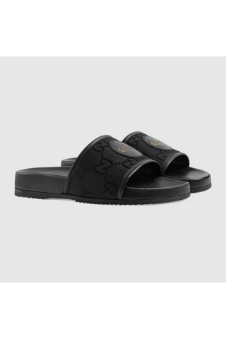 Gucci 644754 H9H90 1000 Black GG Econyl Fabric "Off The Grid " Slide Sandals (GGM1740)-Dellamoda