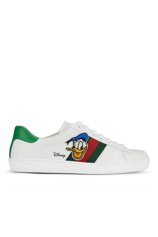 Gucci 649399 Ace Donald Duck White, Red & Green Leather Casual Sneakers (GGM1727)