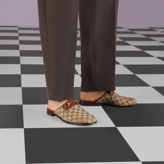 Gucci 719749 FAA0U 9768 Beige & Ebony Fabric / Calf-Skin Leather GG Jarkata Sandals (GGM1744)-AmbrogioShoes