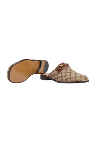 Gucci 719749 FAA0U 9768 Beige & Ebony Fabric / Leather GG Jarkata Sandals (GGM1744)