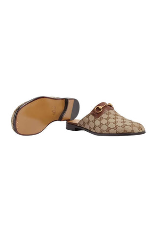 Gucci 719749 FAA0U 9768 Beige & Ebony Fabric / Leather GG Jarkata Sandals (GGM1744)-Dellamoda