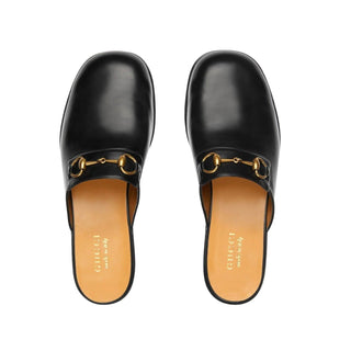 Gucci 723654 1W600 1000 Black Calf-Skin Leather GG Jarkata Mule(GGM1743)-AmbrogioShoes