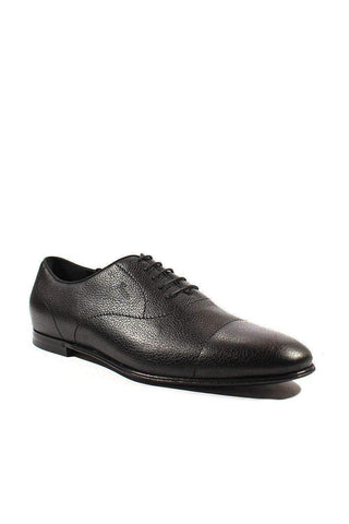Gucci Black Pebbled Leather Oxfords (GGM1542)-Dellamoda
