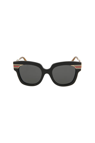 Gucci GG0281SA-001 Women's Black, Gold & Gray Novelty Sunglasses (S)-AmbrogioShoes