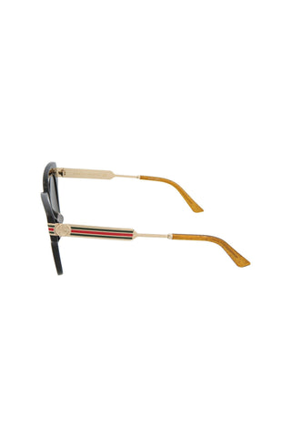 Gucci GG0281SA-001 Women's Black, Gold & Gray Novelty Sunglasses (S)-AmbrogioShoes
