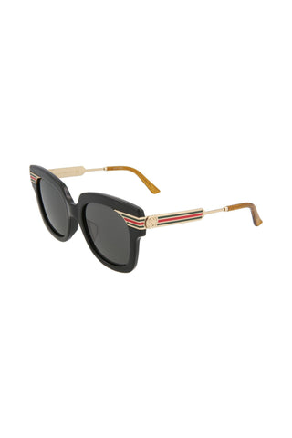 Gucci GG0281SA-001 Women's Black, Gold & Gray Novelty Sunglasses (S)-AmbrogioShoes