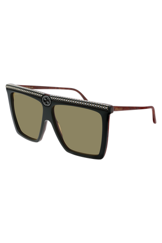 GUCCI GG0733S - 005 Chrystal Sunglasses Green / Green (S)-AmbrogioShoes