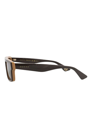 Gucci Gg1616 S Shiny Solid Bilayer Brown/Beige Sunglasses-Dellamoda