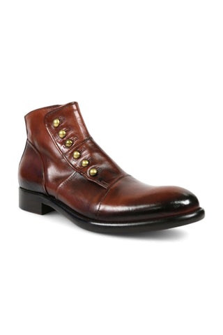 Jo Ghost 1224 Brown Leather Laceless Ankle Boots (JG5355)