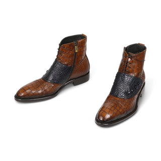 Jo Ghost 1788 Men's Shoes Luisiana Crocodile Print Leather Ankle Boots (JG5322)-AmbrogioShoes