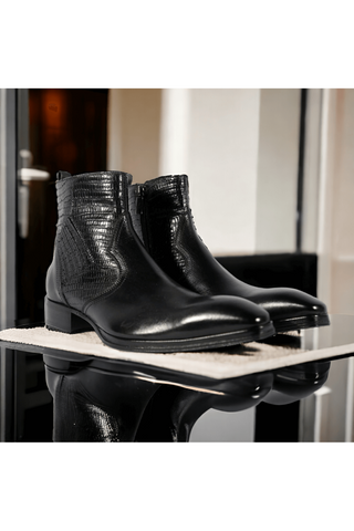 Jo Ghost 2128 Lizard Print / Calf-Skin Leather Ankle Boots (JG5319)-AmbrogioShoes