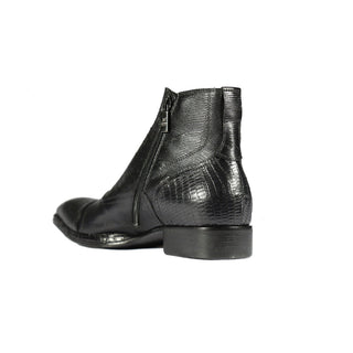 Jo Ghost 2379 Men's Shoes Black Lizard Print / Calf-Skin Leather Ankle Boots (JG5307)-AmbrogioShoes