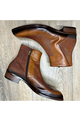 Jo Ghost 2516 Leather Wingtip Ankle Boot-Dellamoda