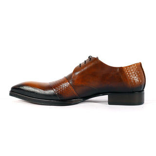 Jo Ghost 2539 Men's Shoes Brown Laser Cut / Calf-Skin Leather Derby Oxfords (JG5316)-AmbrogioShoes