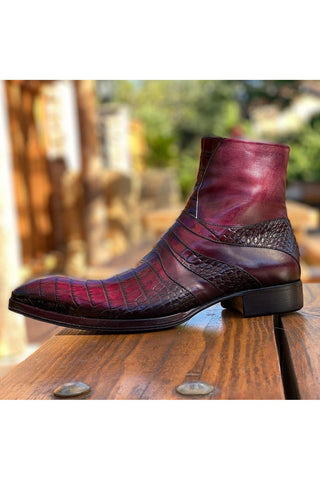 Jo Ghost 2727 BIS Crocodile Embossed / Buffalo Leather Ankle Boots (JG5302)