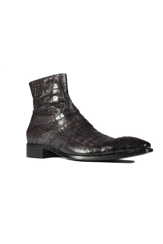 Jo Ghost 2727 BIS Crocodile Embossed / Leather Ankle Boots-AmbrogioShoes