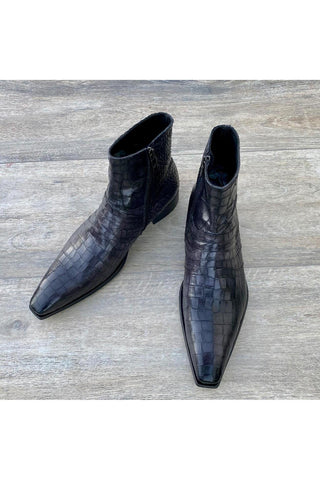 Jo Ghost 2727 BIS Crocodile Embossed / Leather Ankle Boots-AmbrogioShoes