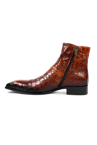 Jo Ghost 2727 BIS Crocodile Embossed / Leather Ankle Boots-AmbrogioShoes