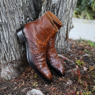 Jo Ghost 2727 BIS Men's Shoes Crocodile Print Calf-Skin Leather Ankle Boots (JG5369)-AmbrogioShoes