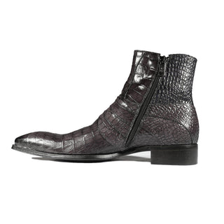 Jo Ghost 2727 BIS Men's Shoes Dark Gray Crocodile Print Leather Ankle Boots (JG5310)-AmbrogioShoes