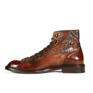 Jo Ghost 2833 Crust Crocodile Print / Buffalo Leather Boots (JG5304)-AmbrogioShoes