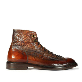 Jo Ghost 2833 Crust Crocodile Print / Buffalo Leather Boots (JG5304)-AmbrogioShoes