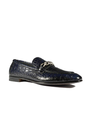 Jo Ghost 2955 Crocodile Embossed Leather Chain Loafers (JG5312)