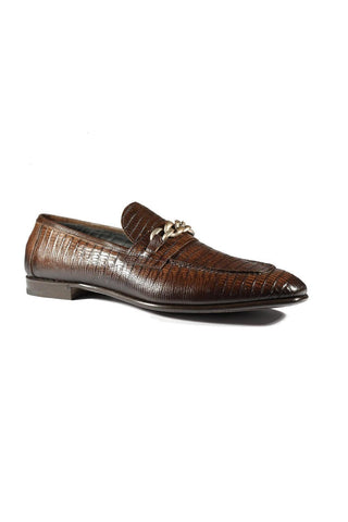 Jo Ghost 2955 Crocodile Embossed Leather Chain Loafers (JG5312)-Dellamoda