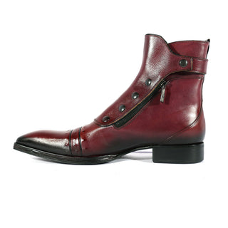 Jo Ghost 3206 Men's Shoes Plum Calf-Skin Leather Buckle Boots (JG5317)-AmbrogioShoes