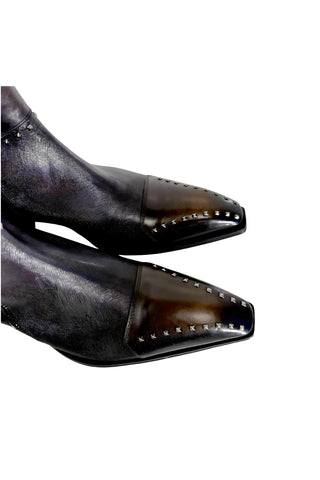 Jo Ghost 3516 Calf-Skin Leather Stud Ankle Boots (JG5325)-AmbrogioShoes