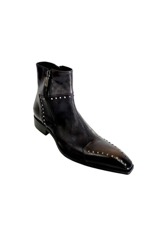 Jo Ghost 3516 Leather Stud Ankle Boot-Dellamoda