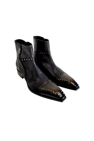 Jo Ghost 3516 Leather Stud Ankle Boot-Dellamoda