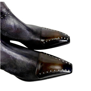 Jo Ghost 3516 Men's Shoes Calf-Skin Leather Stud Ankle Boots (JG5325)-AmbrogioShoes