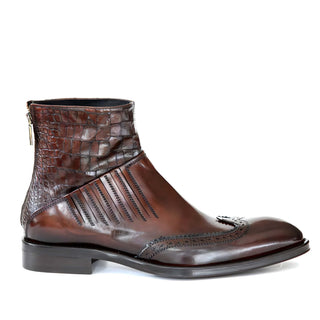 Jo Ghost 4782 Men's Shoes Crocodile Print / Calf-Skin Leather Ankle Boots (JG5346)-AmbrogioShoes