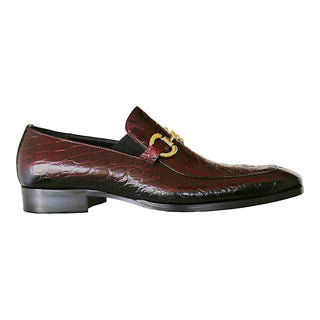 Jo Ghost 4956 Men's Shoes Burgundy Crocodile Print Leather Horsebit Loafers (JG5368)-AmbrogioShoes