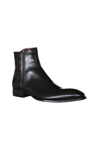 Jo Ghost 4989 Black Crocodile Print / Calf-Skin Leather Boots (JG5363)-AmbrogioShoes