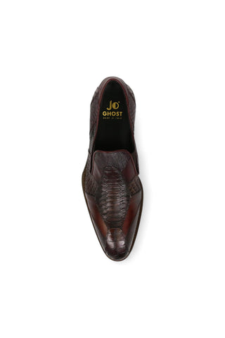 Jo Ghost 4992 Burgundy Multi Texture Print Leather Loafers (JG5366)-AmbrogioShoes
