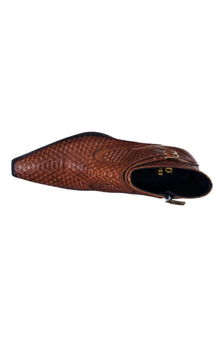 Jo Ghost 4996 Brown Multi Texture Embossed Leather Boots (JG5364)