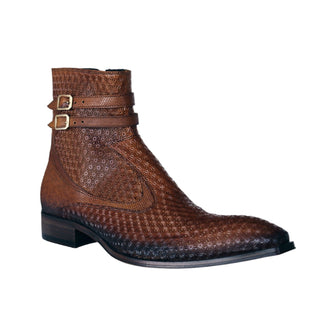 Jo Ghost 4996 Brown Multi Texture Print Leather Boots (JG5364)-AmbrogioShoes