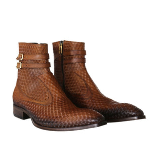 Jo Ghost 4996 Brown Multi Texture Print Leather Boots (JG5364)-AmbrogioShoes