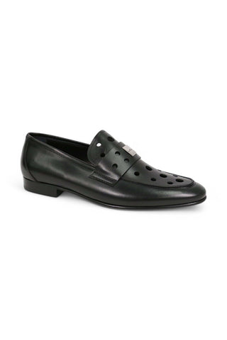 John Richmond 14025 Calf-Skin Leather Perforated Slip-On Loafer (JR1012)-AmbrogioShoes