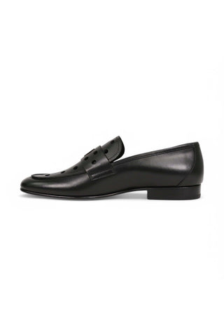 John Richmond 14025 Calf-Skin Leather Perforated Slip-On Loafer (JR1012)-AmbrogioShoes