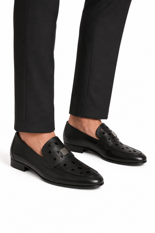 John Richmond 14025 Leather Perforated Slip-On Loafer (JR1012)