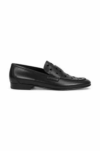 John Richmond 14025 Leather Perforated Slip-On Loafer (JR1012)-Dellamoda