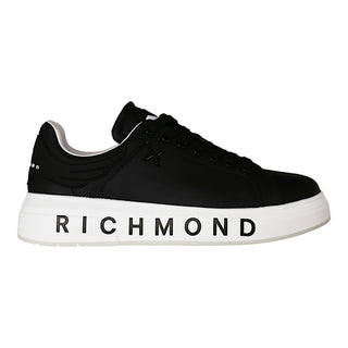 John Richmond 22204/CP Men's Shoes Black Calf-Skin Leather Casual Sneakers (JR1000)-AmbrogioShoes